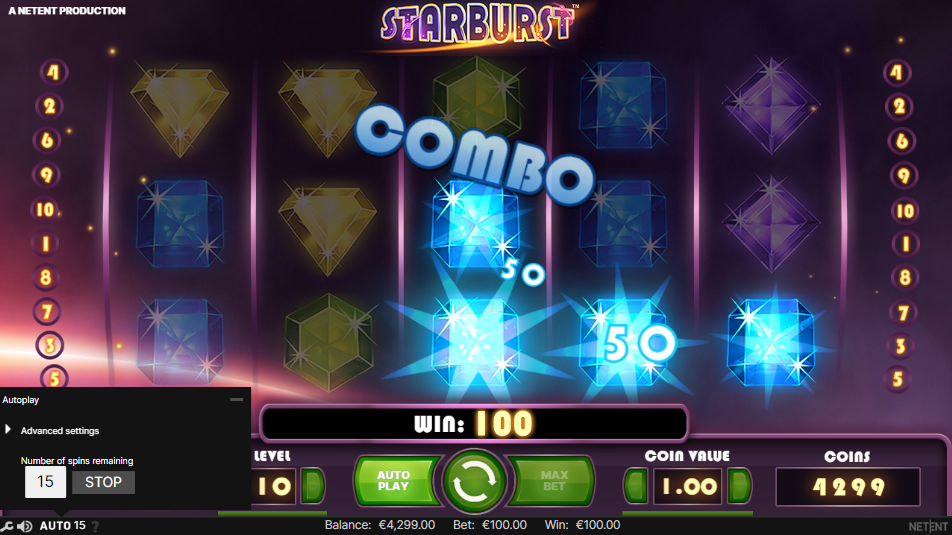 Starburst Slot-Kombination